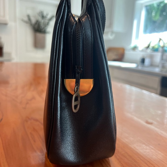 Dior Black Leather Shoulder Bag with Gold Accents Rare Gorgeous Vintage bag - Picture 3 of 16